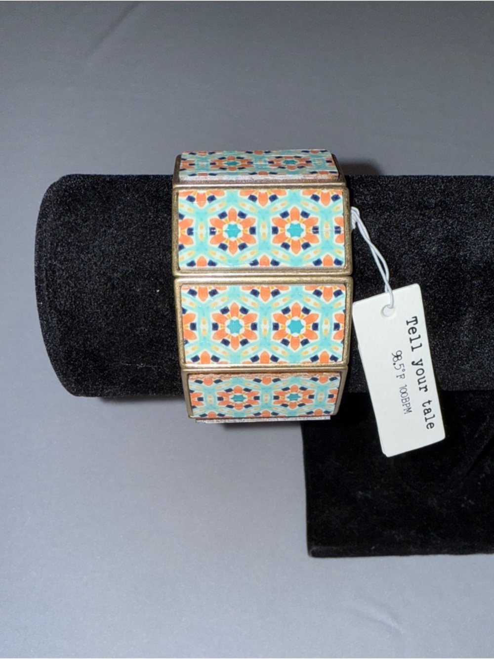Tell Your Tale Multicolor Mosaic Tile Stretch Bracelet Watch